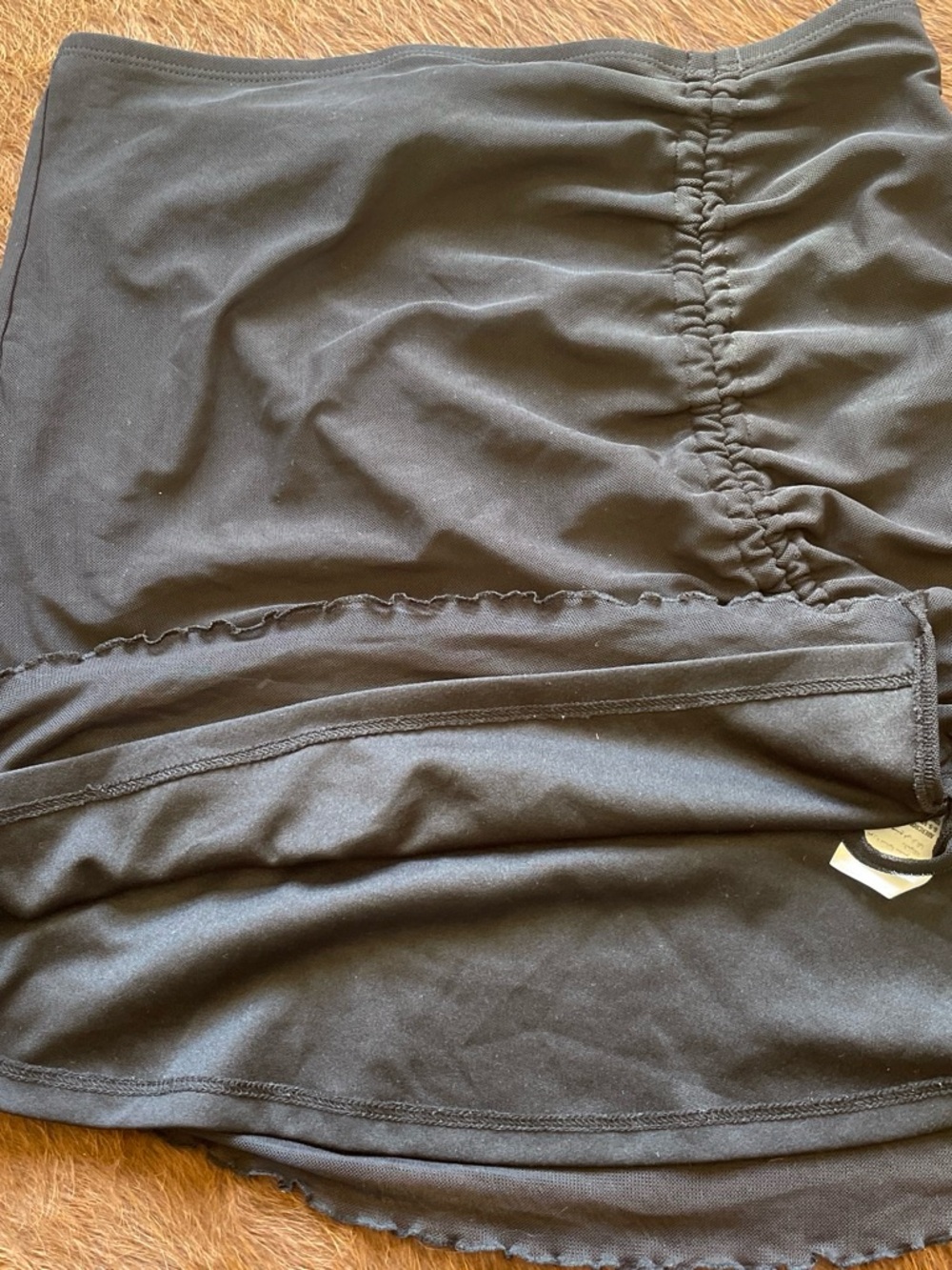 Black Ruched Drawstring Mini Skirt - Picture 2 of 4